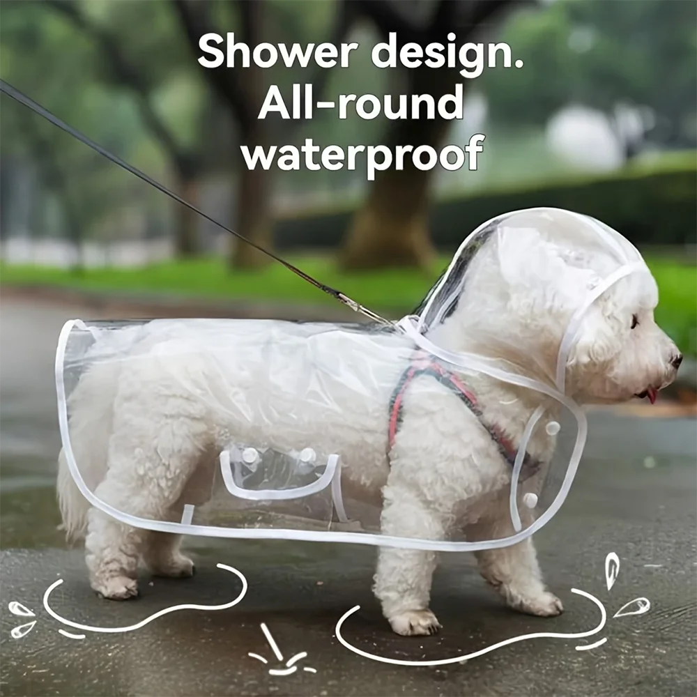 ClearGuard™ Transparent Waterproof Dog Raincoat - Lightweight Hooded Rain Jacket for Small & Medium Dogs