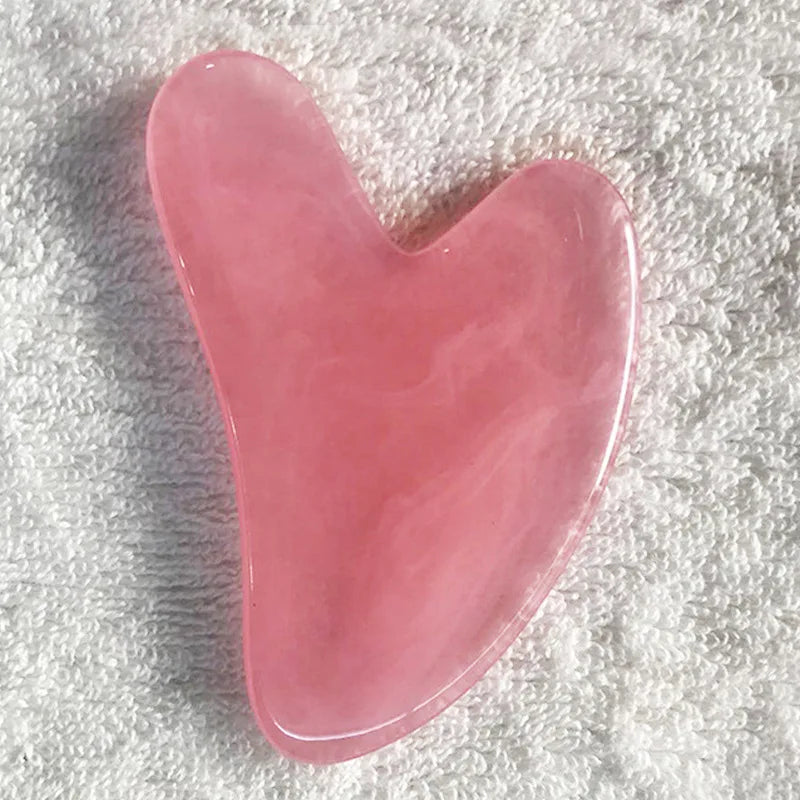 Rose Quartz Gua Sha Massage Board – Premium Facial Scraping Tool for Face, Neck & Body | Natural Stone Lymphatic Drainage Massager