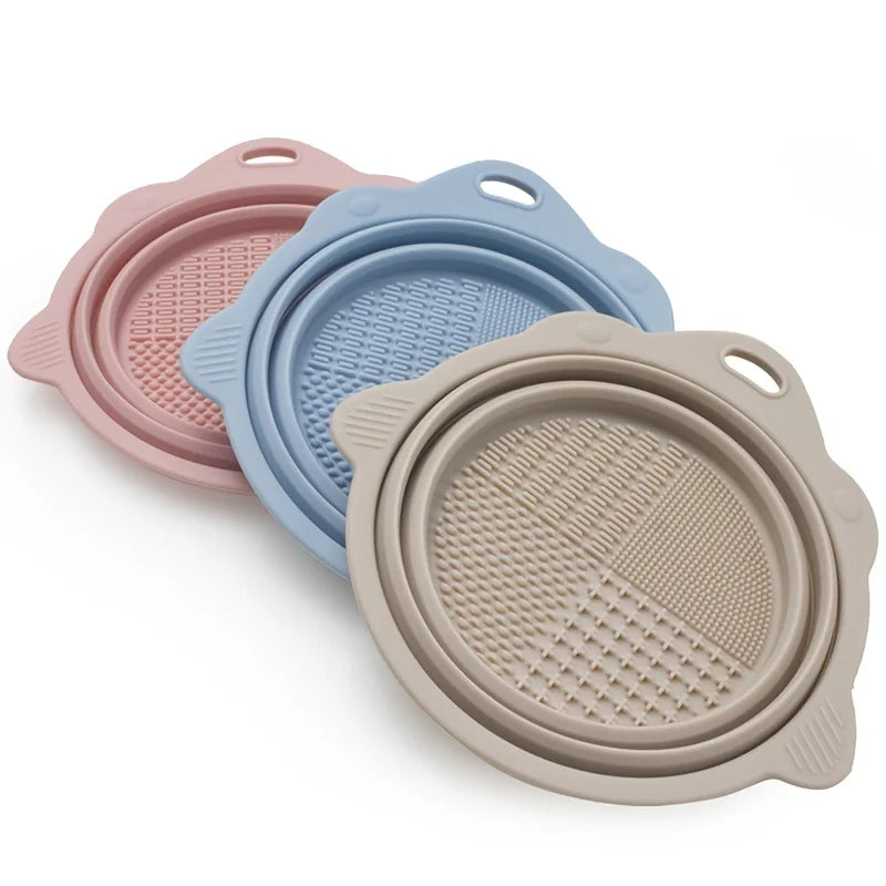 Silicone Makeup Brush Cleaner Bowl Set – Deep Cleaning Tool for Brushes & Powder Puffs, Wet & Dry Use