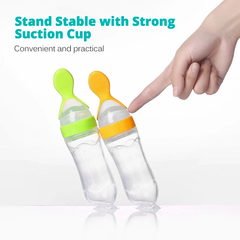 Silicone Baby Food Feeder Bottle with Spoon