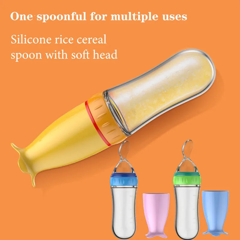 Silicone Baby Food Feeder Bottle with Spoon
