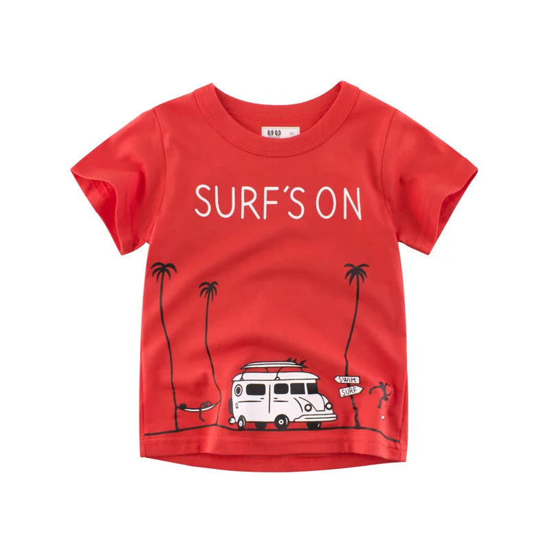 Fun Cartoon Cars, Trucks & Monster Buses Boys T-Shirts – Soft 100% Cotton Short Sleeve Summer Tops for Kids Ages 1-9