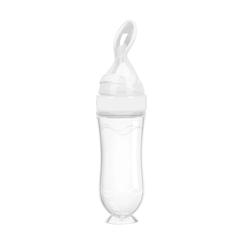 Silicone Baby Food Feeder Bottle with Spoon
