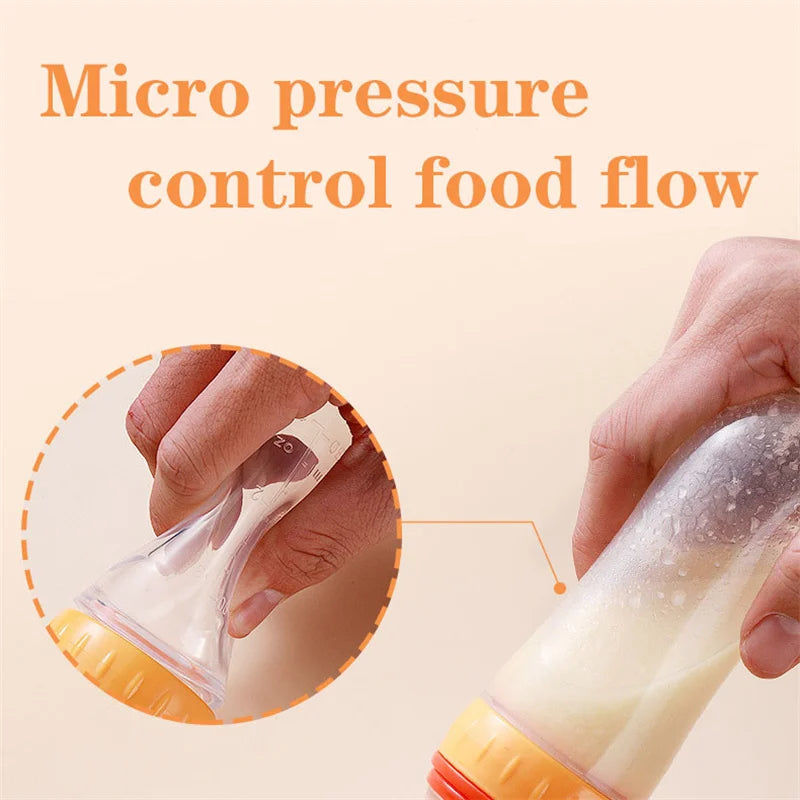 Silicone Baby Food Feeder Bottle with Spoon