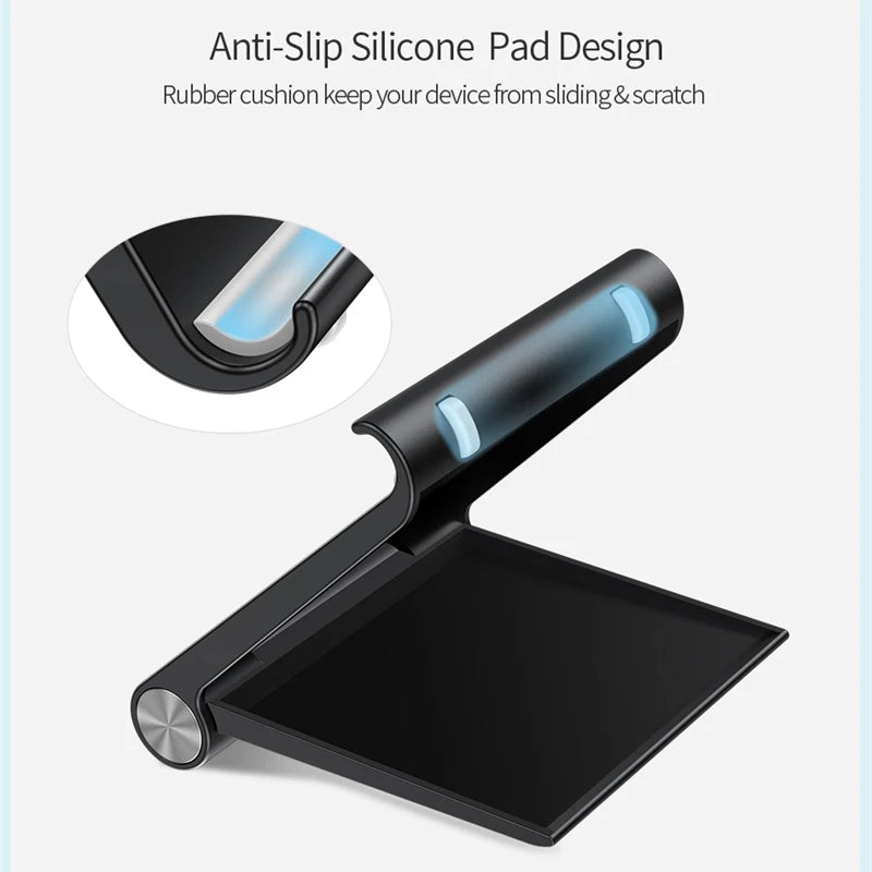 Portable Adjustable Phone Holder Stand for Desk – Foldable Tablet Mount with 0-100° Angle, Anti-Slip Silicone for iPhone 14/13/12 & All Smartphones