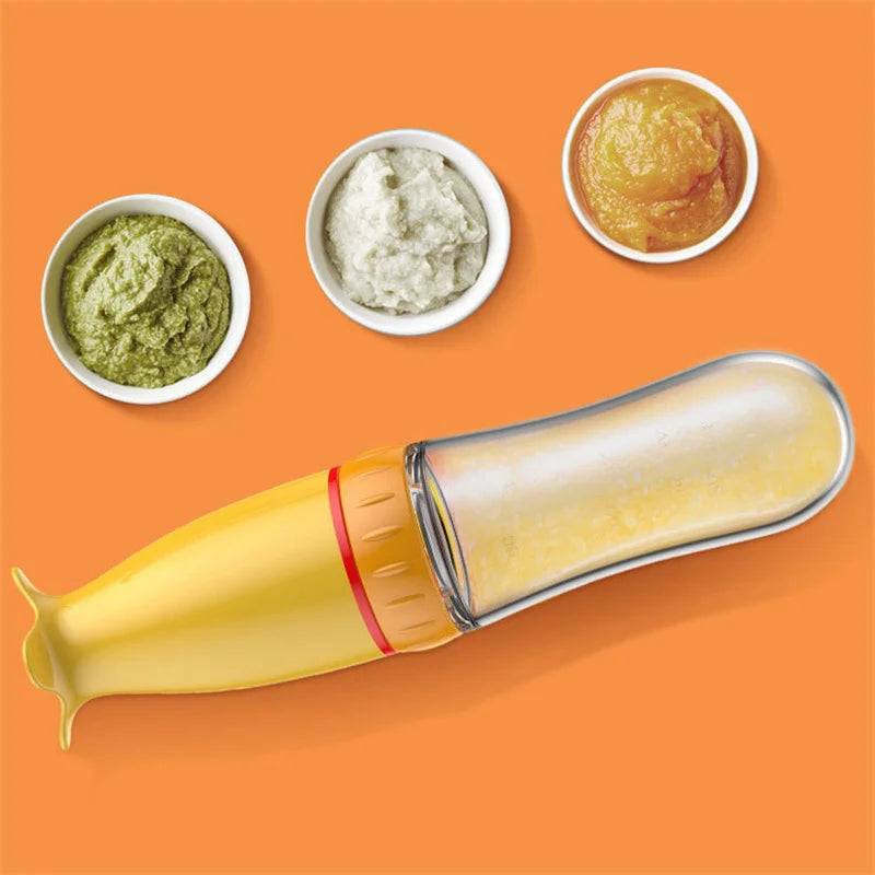 Silicone Baby Food Feeder Bottle with Spoon