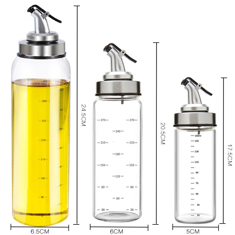 Glass Oil & Vinegar Dispenser Bottles – Leak-Proof Pourers for Cooking Oil, Sauce & Seasoning (Multiple Sizes)
