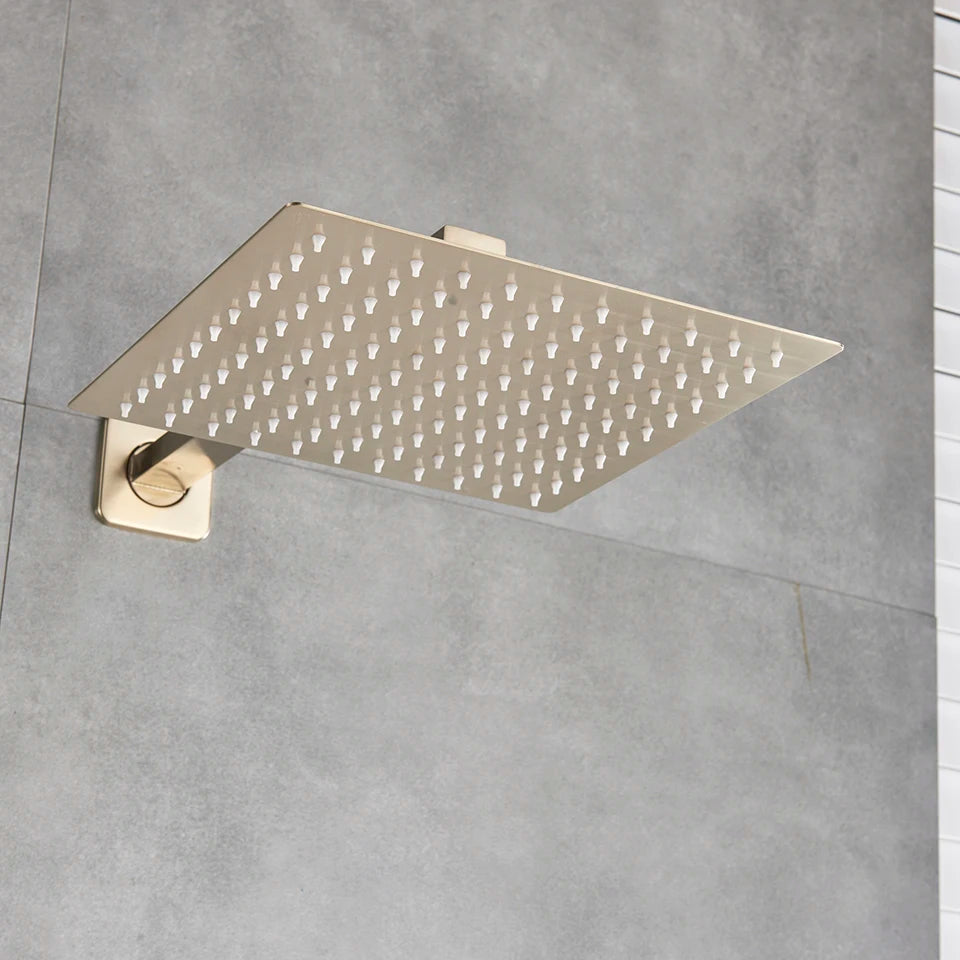Square Rainfall Shower Head 8"/10"/12" - Ultrathin Rain Shower with Arm