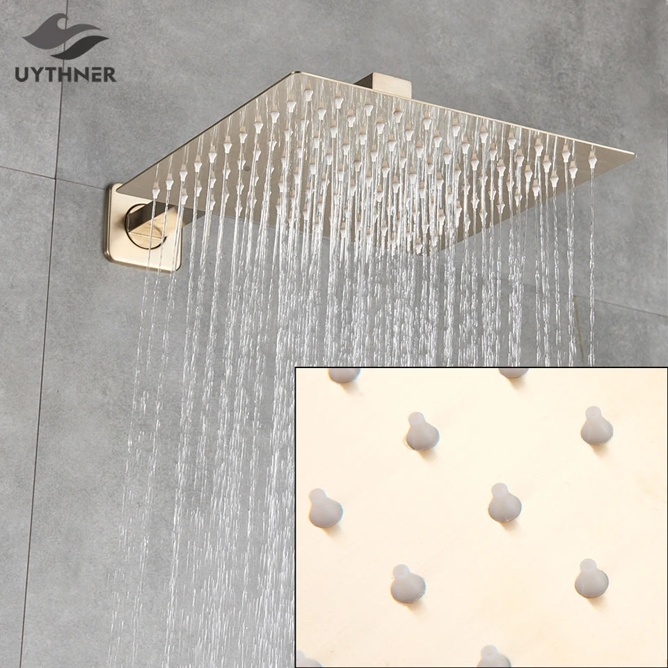 Square Rainfall Shower Head 8"/10"/12" - Ultrathin Rain Shower with Arm