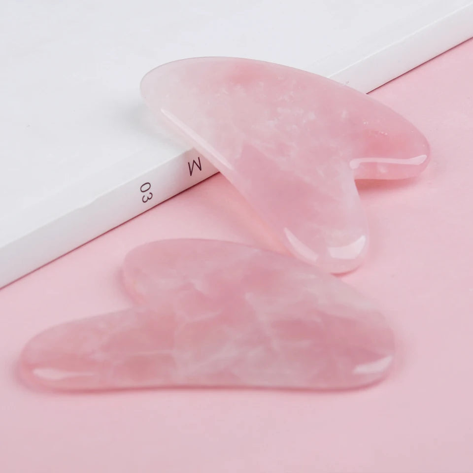 Rose Quartz Gua Sha Massage Board – Premium Facial Scraping Tool for Face, Neck & Body | Natural Stone Lymphatic Drainage Massager