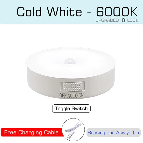 USB Rechargeable Motion Sensor Night Light – Wireless LED Closet, Cabinet & Hallway Light