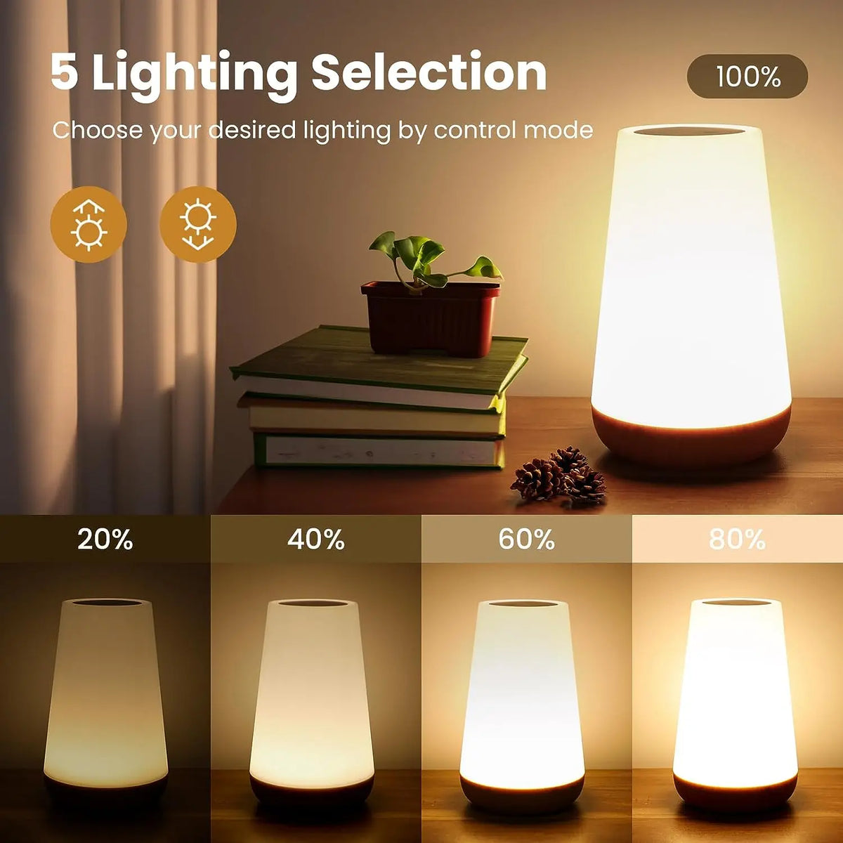 13-Color LED Touch Night Light – USB Rechargeable Bedside Lamp with Remote Control & Adjustable Brightness