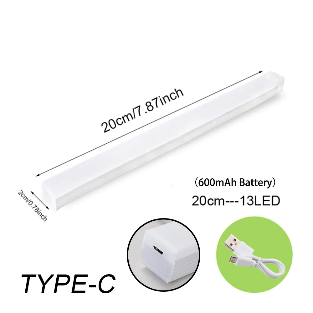 Motion Sensor LED Night Light – Wireless Rechargeable Under Cabinet Light with Type-C Charging for Kitchen, Wardrobe, Closet & Staircase