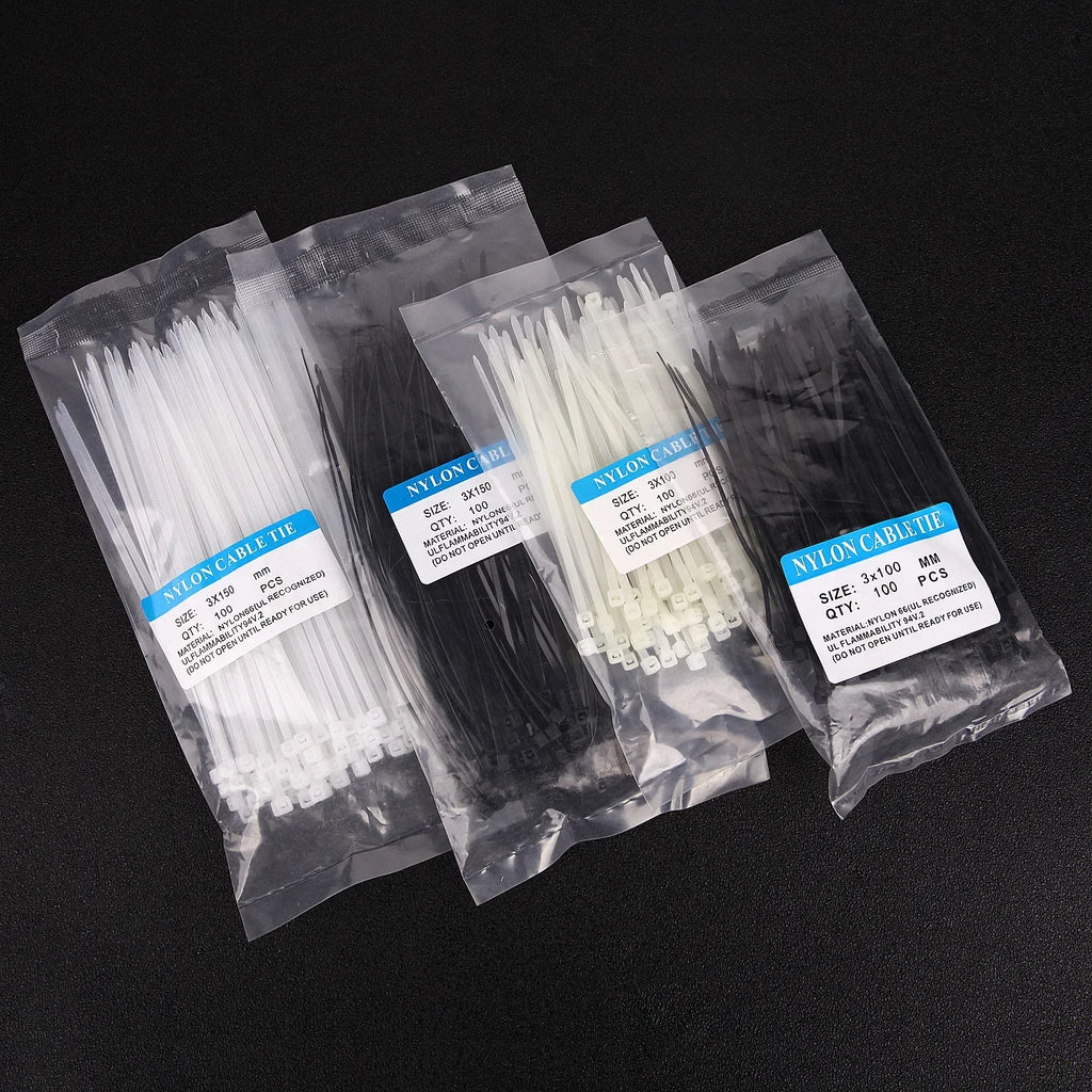 Wholesale Plastic Nylon Cable Ties Self-locking Cord Straps Adjustable Cables Fastening Loop Home Office Wire Zip Tie