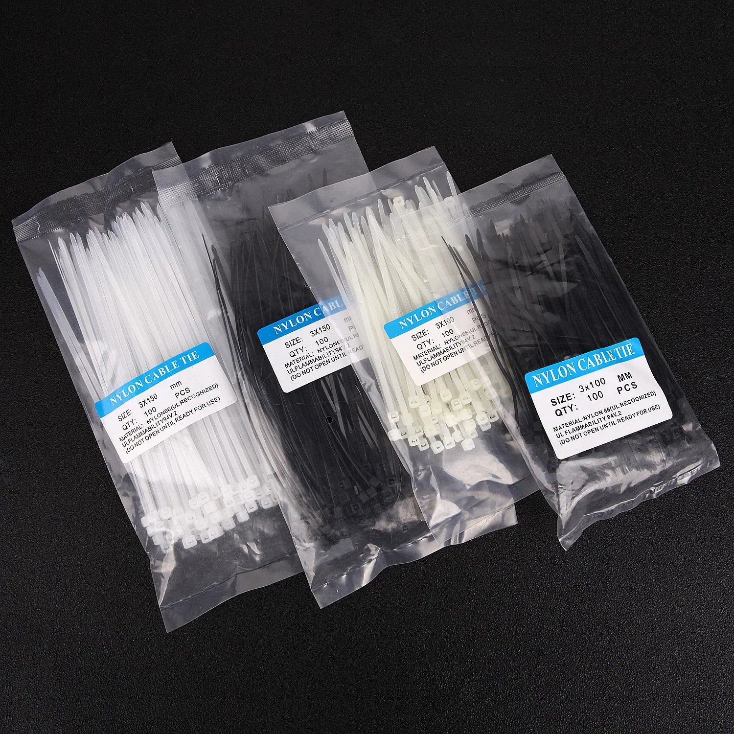 Wholesale Plastic Nylon Cable Ties Self-locking Cord Straps Adjustable Cables Fastening Loop Home Office Wire Zip Tie