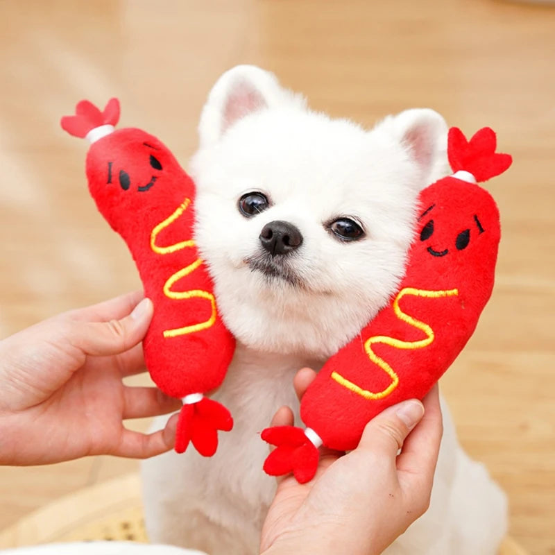 CloudRest™ Squeaky Hot Dog Plush Dog Toy