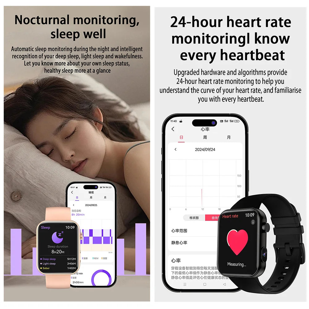 2025 New Unisex Smartwatch with Camera, Health Monitor, Fitness Tracker, Waterproof & Bluetooth Calling