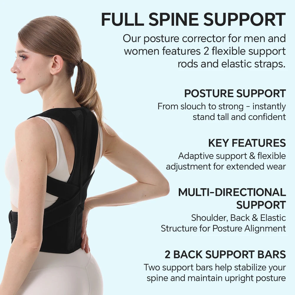 Posture Corrector Back Brace – Adjustable Support for Men & Women, Scoliosis, Hunchback & Thoracic Spine Relief