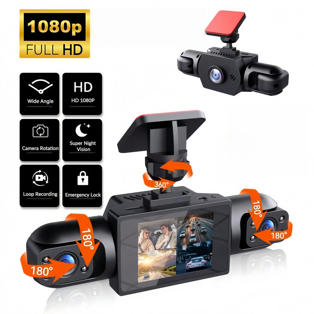 1080P FHD Multi-Camera Dash Cam with Night Vision, Parking Monitor & G-Sensor