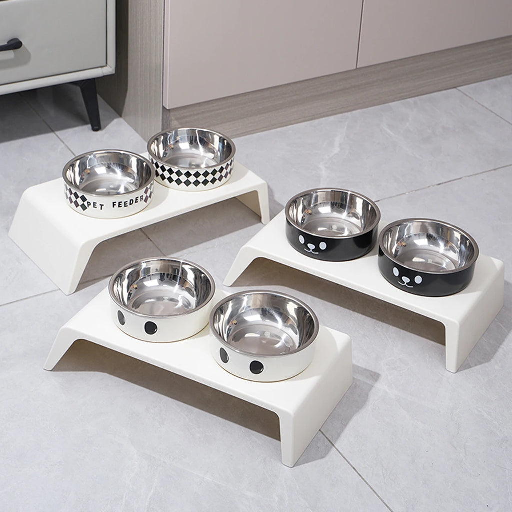 Elevated Pet Feeder with Double Stainless Steel Bowls