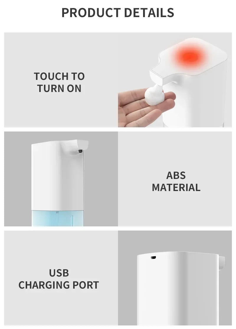 Automatic Soap Dispenser - Touchless Infrared Sensor Foam Hand Sanitizer, USB Rechargeable for Kitchen, Bathroom & Home