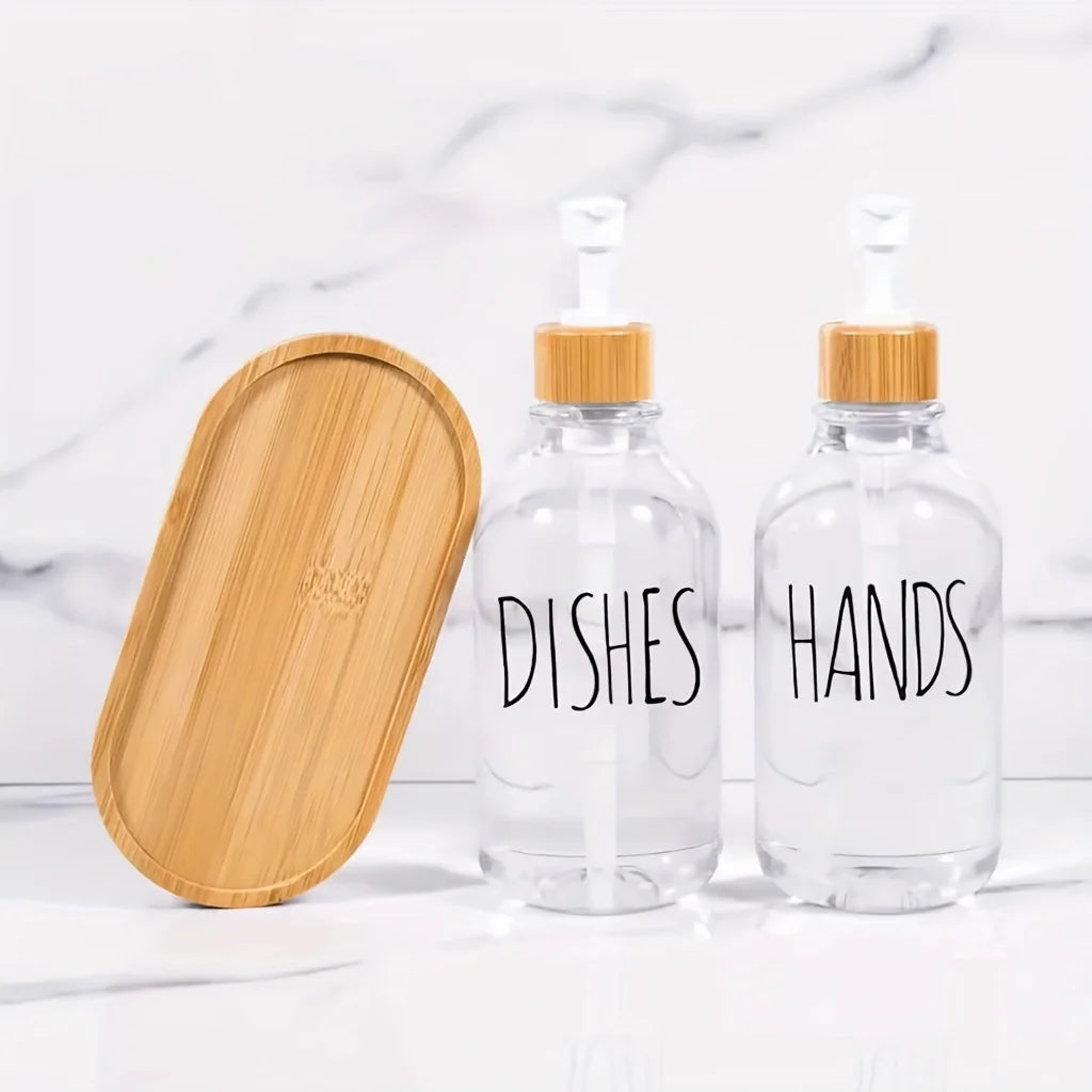 Bamboo Dual Soap Dispenser Set