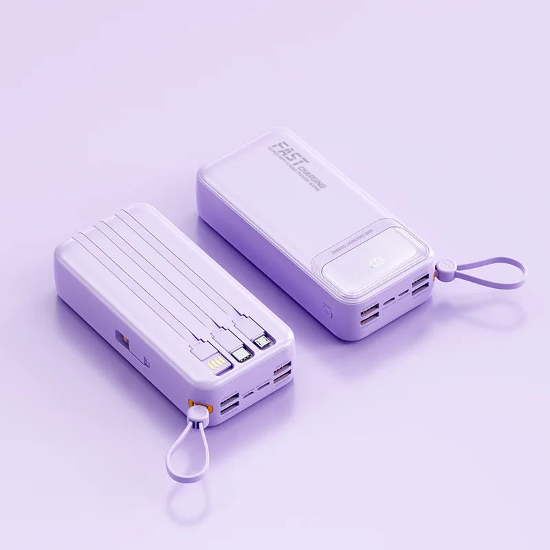 120W Super Fast Charging Power Bank 30000mAh 50000mAh – Portable Slim PD 120W Powerbank with Built-in Cables