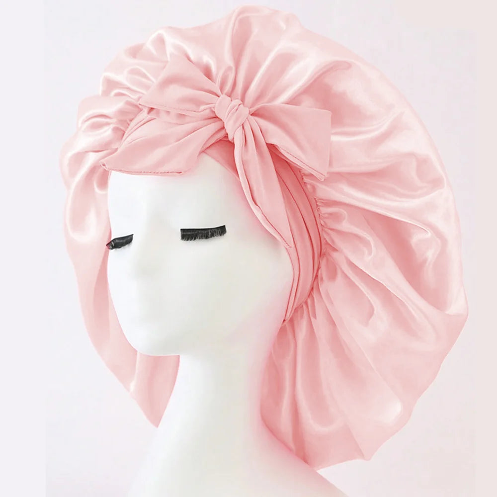 Satin Bonnet with Adjustable Tie Band – Silk-Like Sleeping Hair Bonnet for Women & Men, Nighttime Hair Protection Cap (16 Colors)
