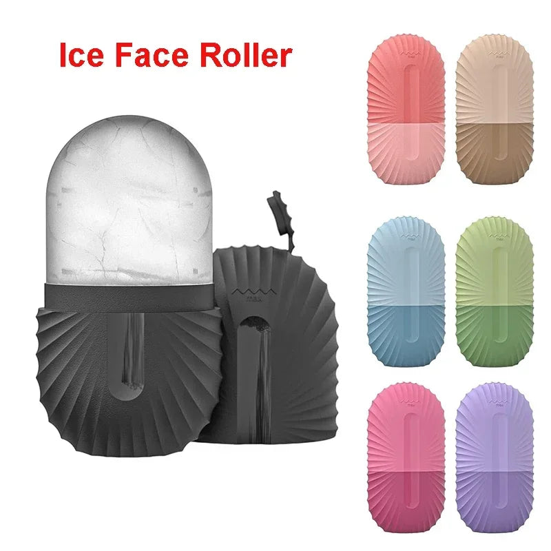 Ice Face Roller & Silicone Ice Mold Set – Reusable Cold Therapy Tool for Eye Puffiness, Pore Shrinking & Facial Massage