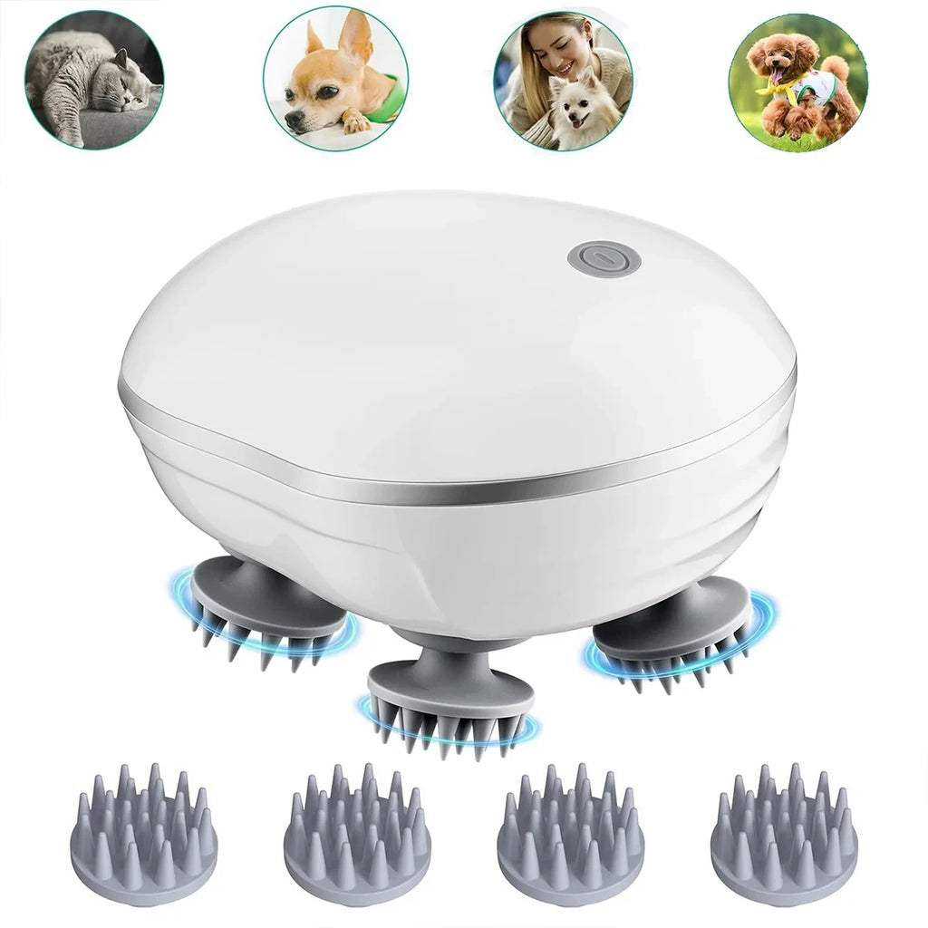 Luxury Electric Scalp Massager with Red Light Therapy – Adjustable Speed Deep Kneading Head Massager with Soft Silicone & USB Rechargeable Design