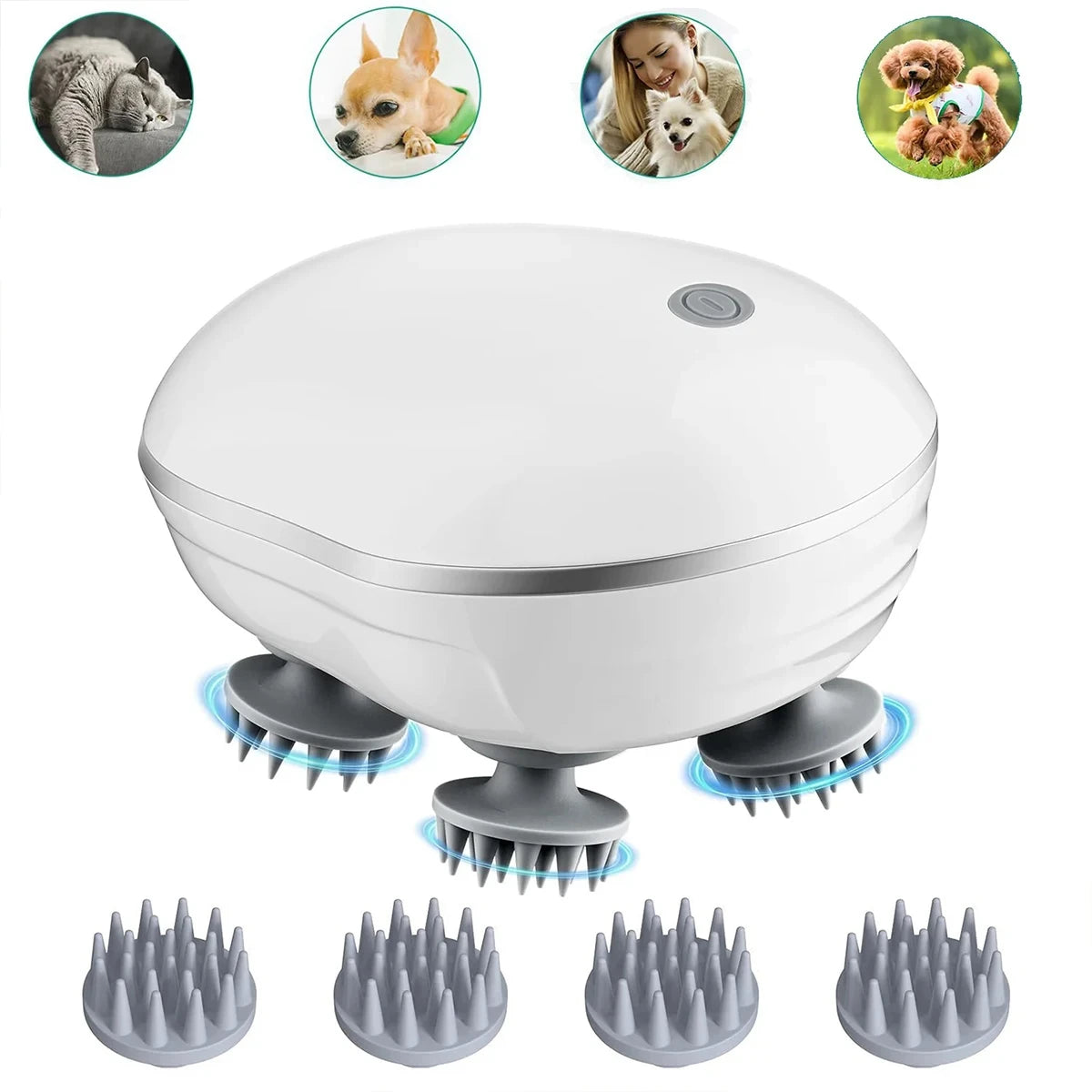 Luxury Electric Scalp Massager with Red Light Therapy – Adjustable Speed Deep Kneading Head Massager with Soft Silicone & USB Rechargeable Design