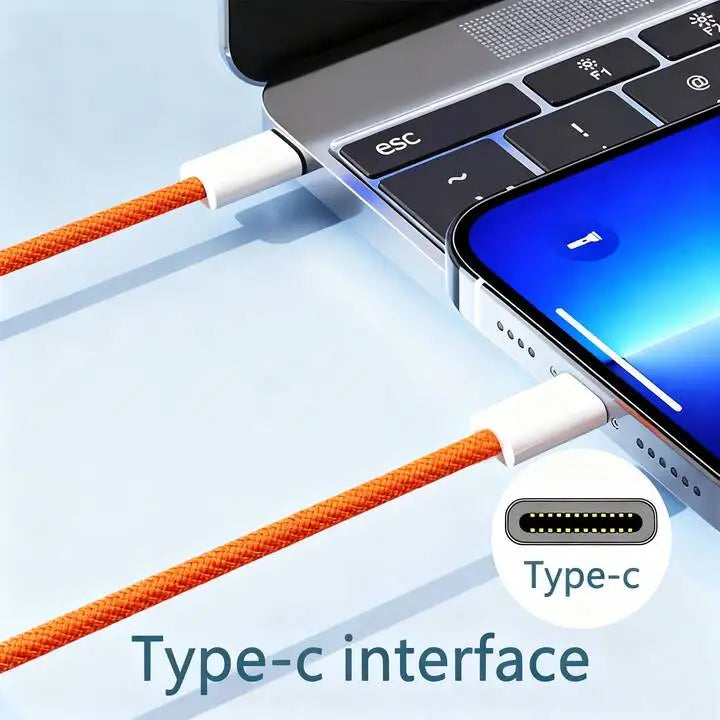 Fast Charging USB-C to USB-C Nylon Braided Cable for iPhone 17/16/15 – 3.3ft / 6.6ft / 10ft Durable Data Cord, PD Compatible