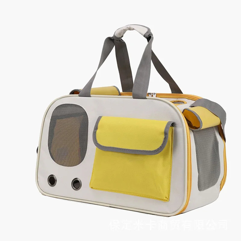 Designer Pet Travel Carrier with Shoulder Strap – Portable Bag for Small Dogs & Cats