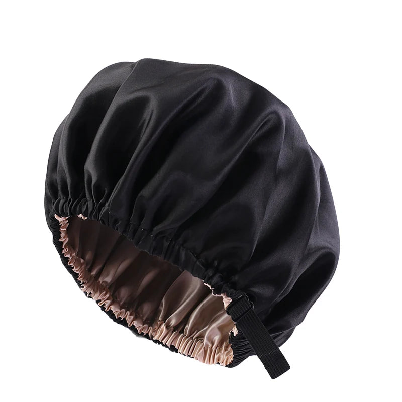 Double Layer Satin Bonnet for Sleeping – Adjustable Large Silk Sleep Cap with Elastic Band for Curly Hair, Women & Men Hair Protection