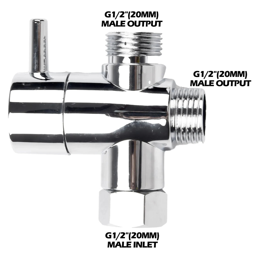 3-Way Brass Shower Diverter Valve – G1/2" Bathroom Water Splitter