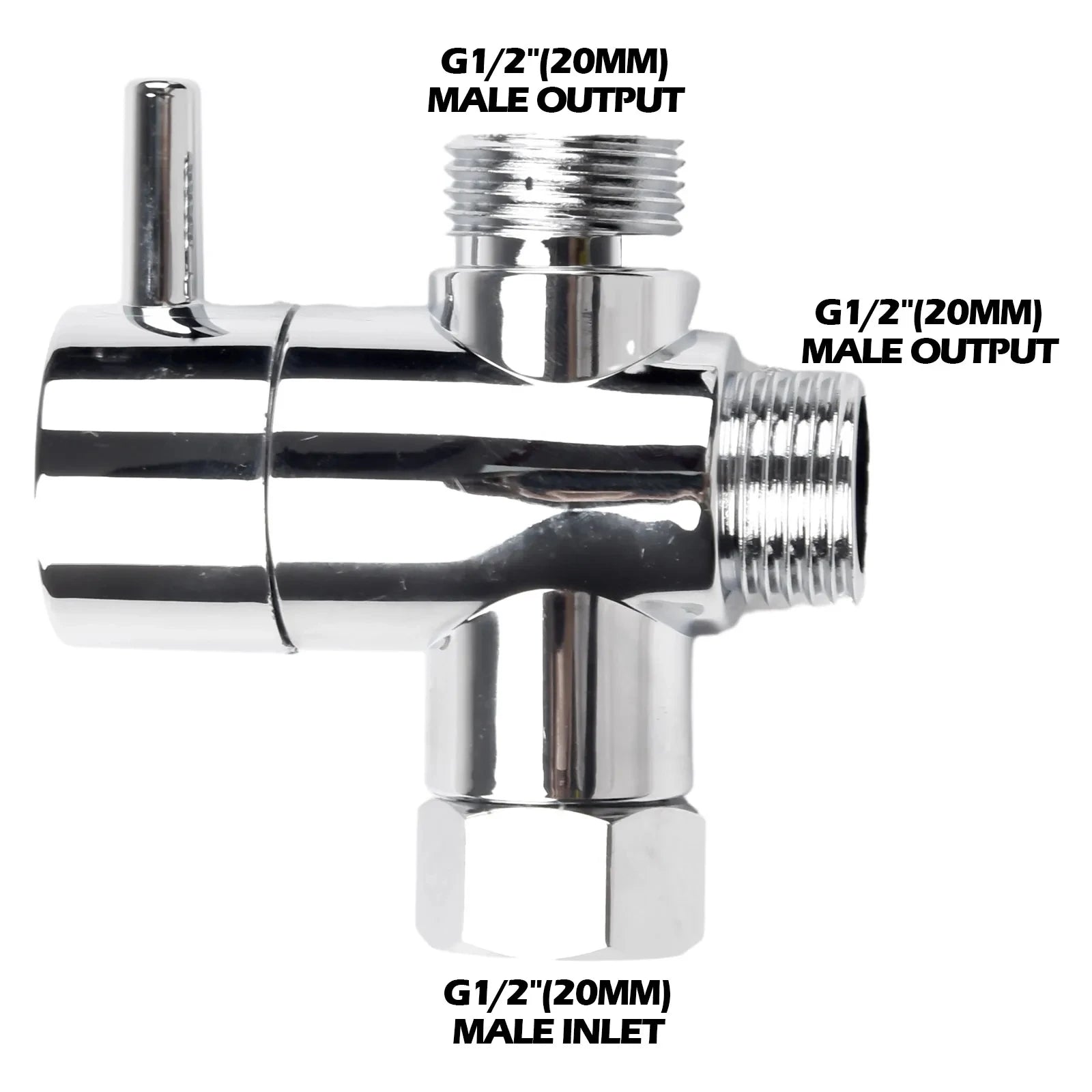 3-Way Brass Shower Diverter Valve – G1/2" Bathroom Water Splitter
