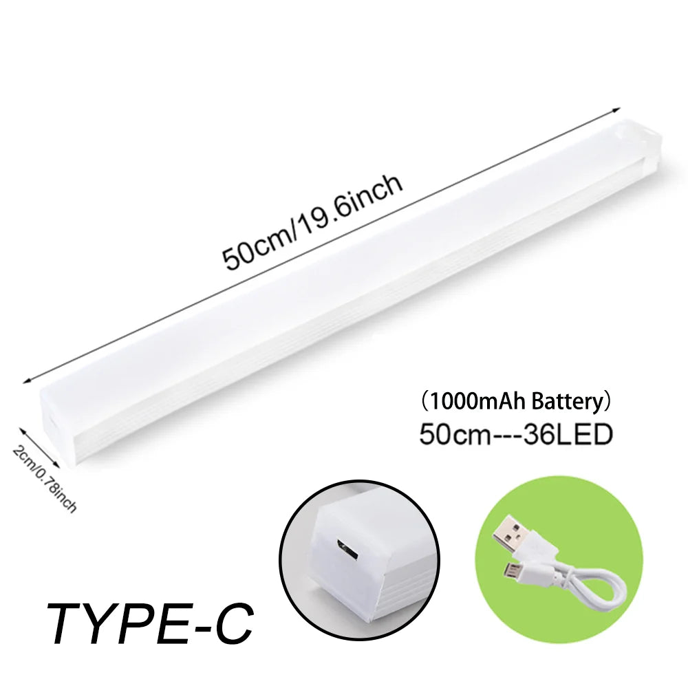 Motion Sensor LED Night Light – Wireless Rechargeable Under Cabinet Light with Type-C Charging for Kitchen, Wardrobe, Closet & Staircase