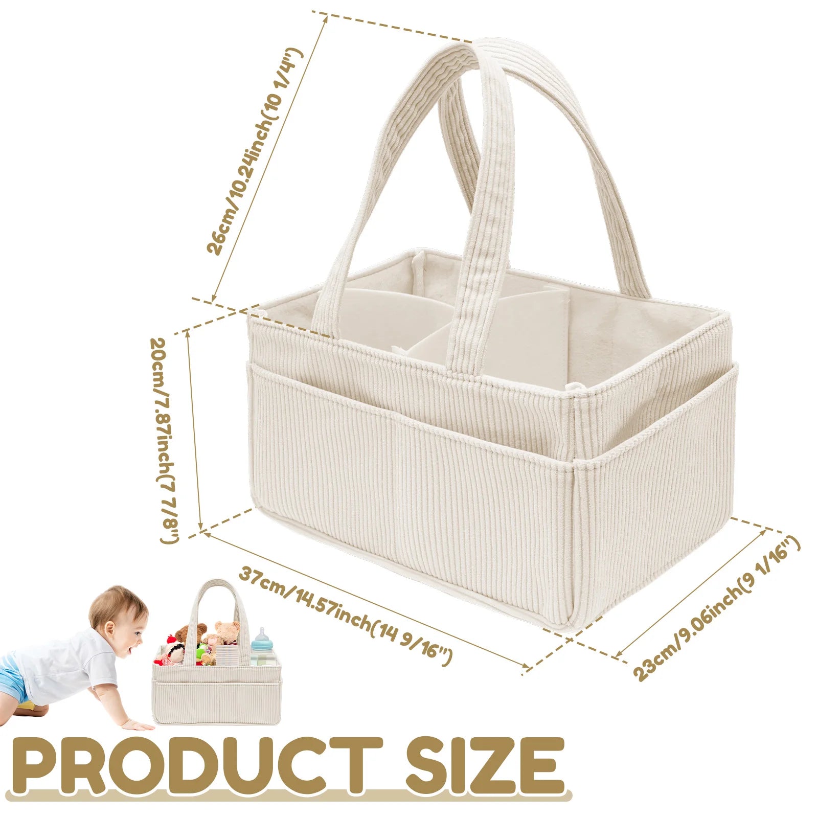 Baby Diaper Caddy Organizer with Handle