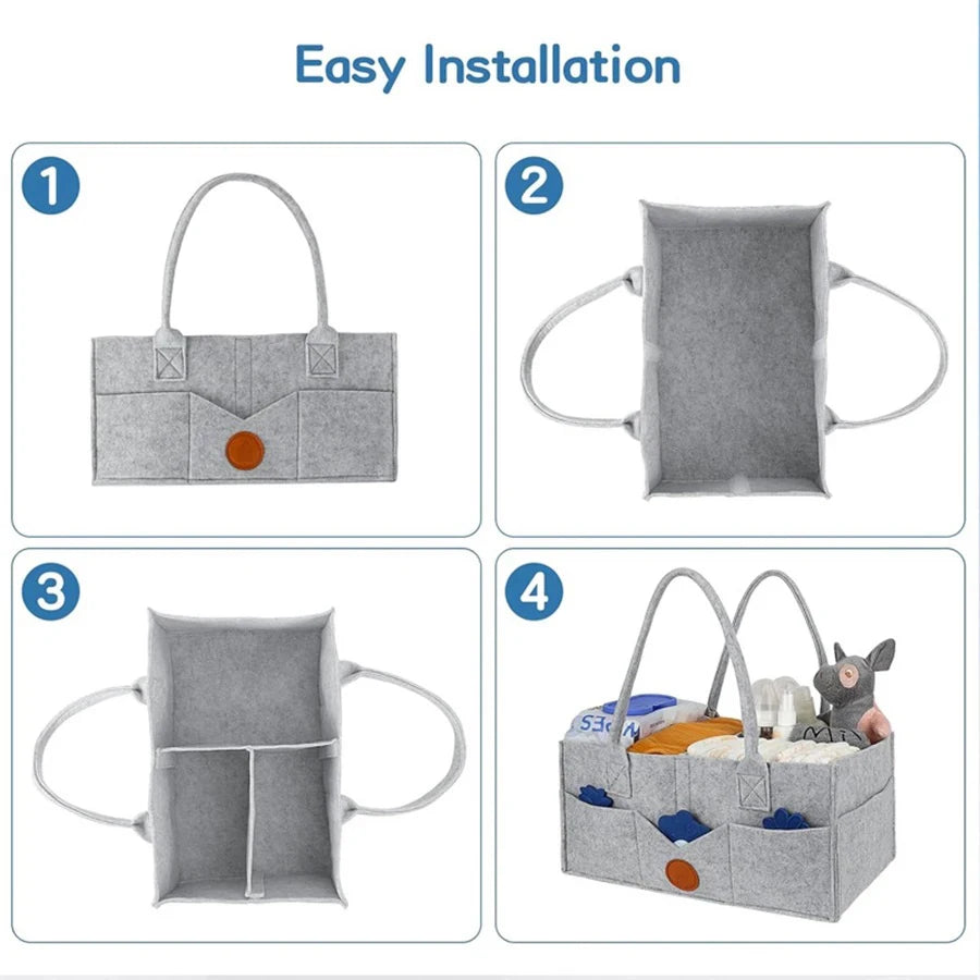 Felt Diaper Caddy Organizer – Large Capacity