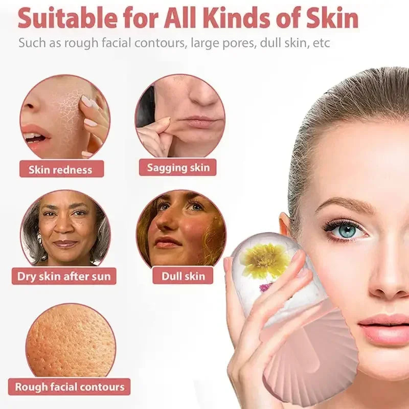 Ice Facial Roller & Globe Set with Silicone Ice Cube Trays – Cooling Beauty Tool for Face Lifting, Depuffing & Skin Contouring