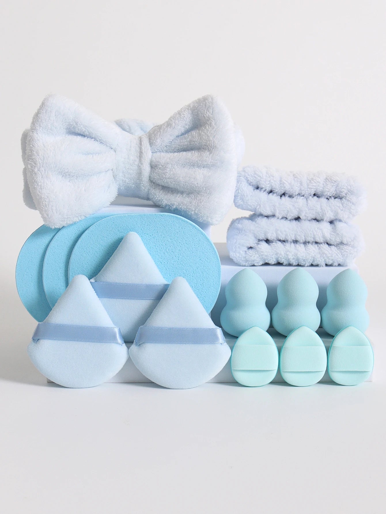 15-Piece Makeup Sponge & Beauty Blender Set with Spa Headband & Wristbands