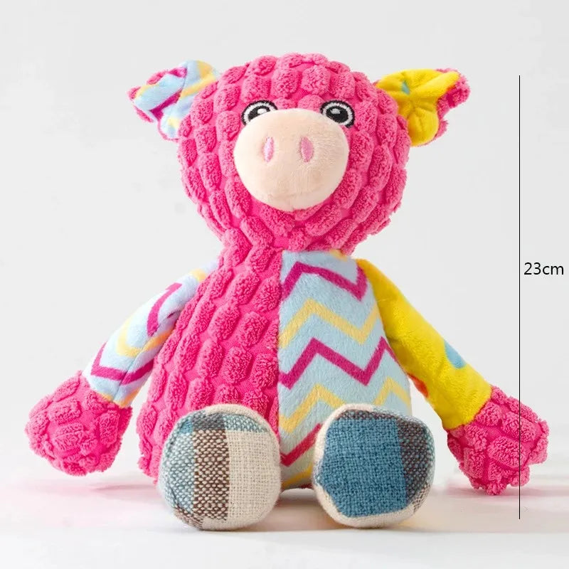 Interactive Squeaky Plush Dog Toy - Cute Knitted Puppy Chew Toy for Teeth Cleaning & Mental Stimulation