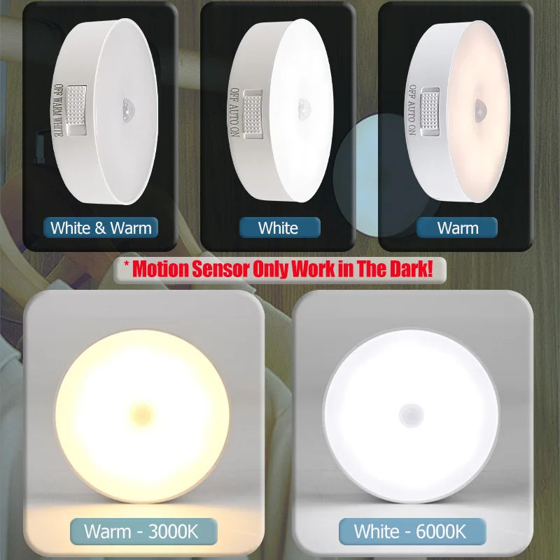 USB Rechargeable Motion Sensor Night Light – Wireless LED Closet, Cabinet & Hallway Light