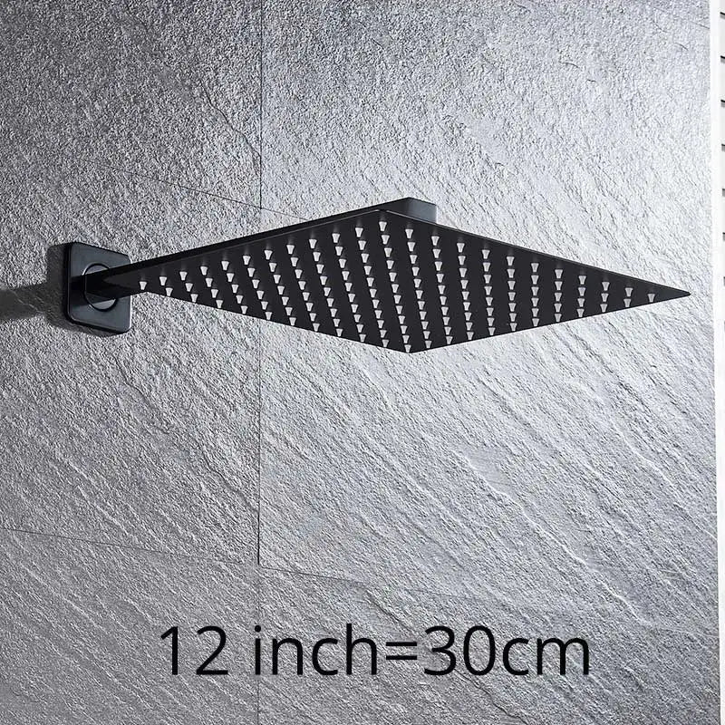 Square Rainfall Shower Head 8"/10"/12" - Ultrathin Rain Shower with Arm