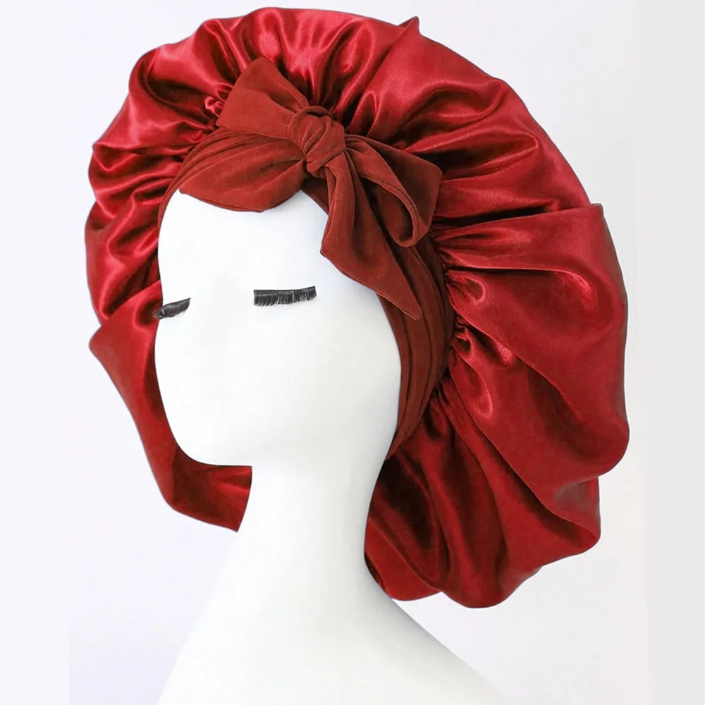 Satin Bonnet with Adjustable Tie Band – Silk-Like Sleeping Hair Bonnet for Women & Men, Nighttime Hair Protection Cap (16 Colors)