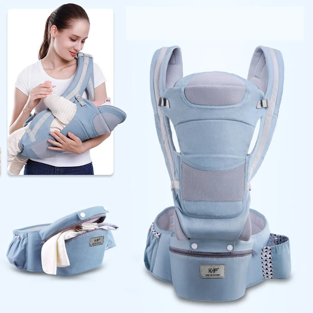 Ergonomic Baby Carrier with Hip Seat – 6-in-1 Front & Back Carrier