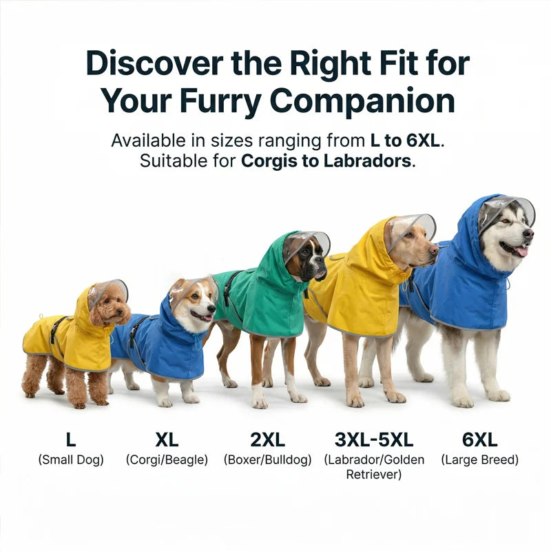 StormShield Pro™ Reflective Waterproof Dog Raincoat - Hooded Windproof Jacket for Medium & Large Dogs