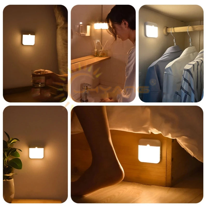 USB Rechargeable Motion Sensor LED Night Light – Wireless Magnetic Wall Light for Hallways, Closets & Stairs