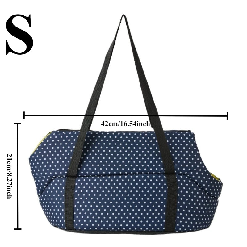 Portable Pet Carrier Bag for Small Dogs & Cats - Breathable Mesh Foldable Shoulder Sling Bag, Hands-Free Travel Tote with Warm Fleece Lining