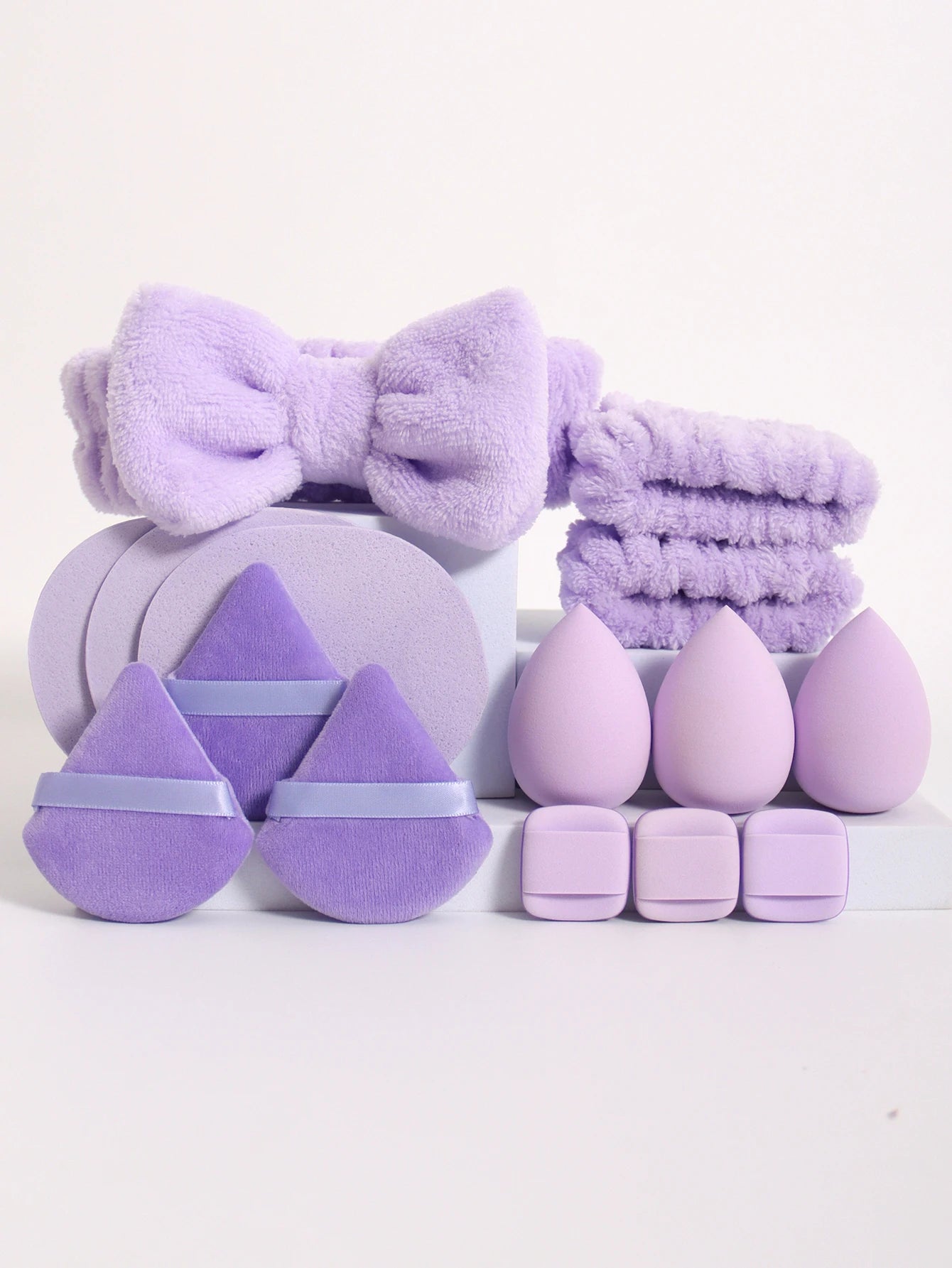 15-Piece Makeup Sponge & Beauty Blender Set with Spa Headband & Wristbands